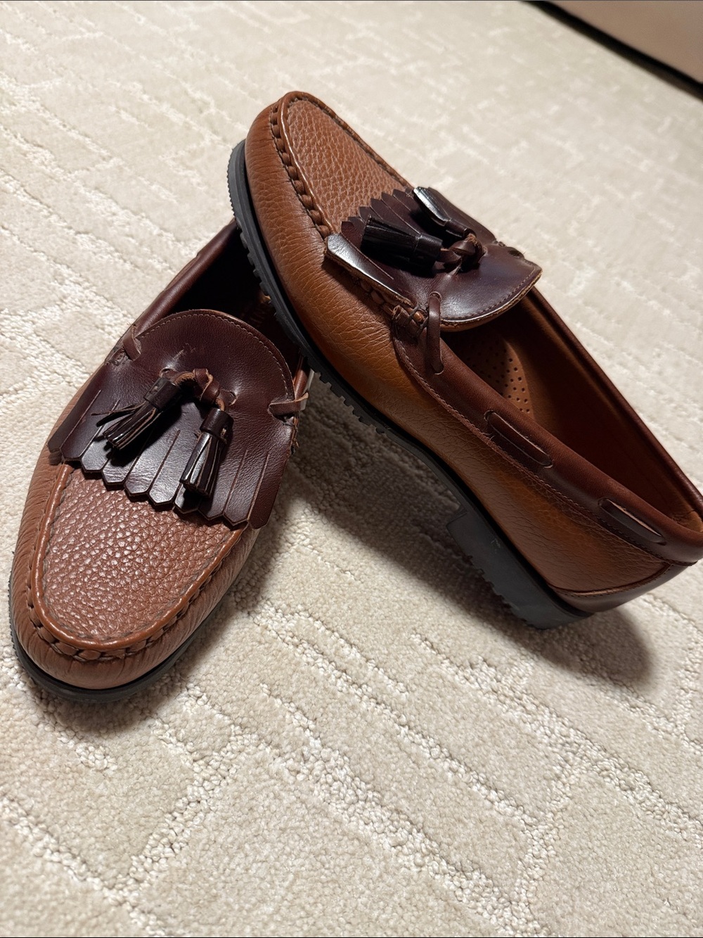Allen Edmonds Brown Two-Tone Tassel Kiltie Loafers